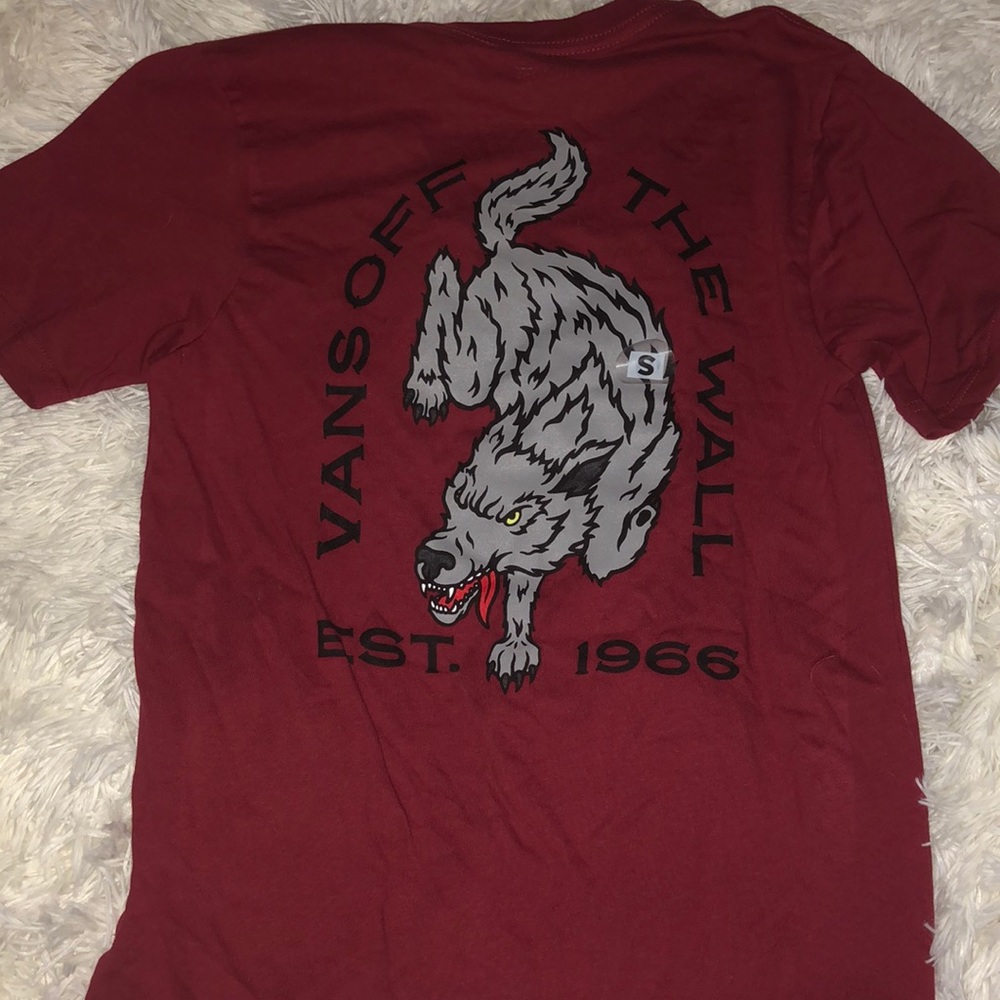 Burgundy Vans wolf tee size S, brand new